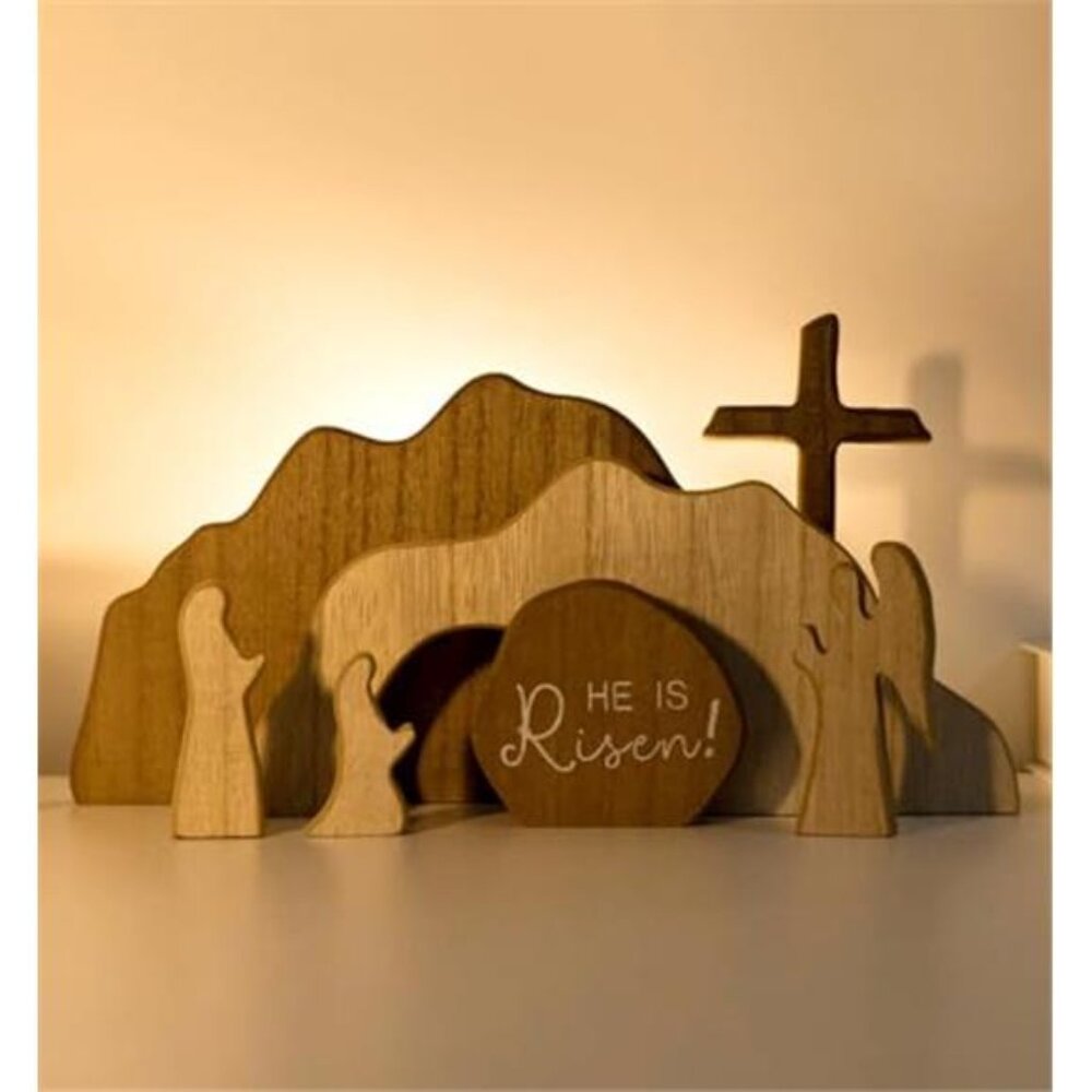 【He is Risen】Empty Tomb Scene Spring Easter Decorations, Jesus Nativity